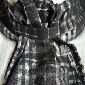 STOCK TIE for Equestrians Pre-Tied BLACK & SILVER Plaid OSFA New by ORNAMENTS